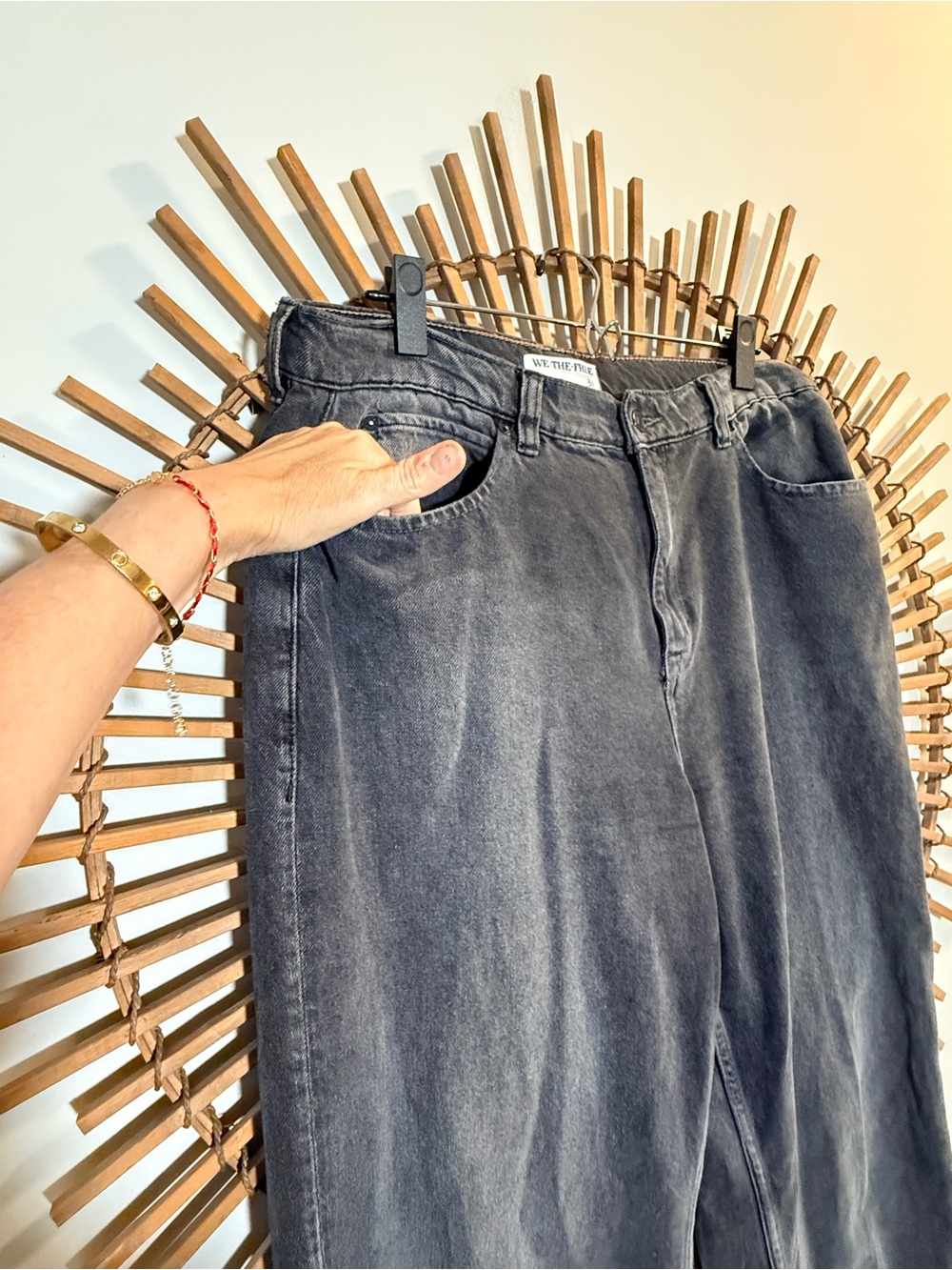 We The Free Tinsley Baggy High Rise Straigjt Leg Jeans Faded Black Slouch Grunge - Picture 4 of 16